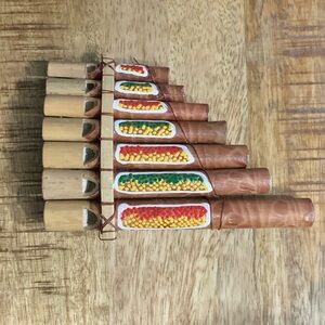 Wooden Pan Flute with Colorful Detailing from Jamaica - Souvenir
